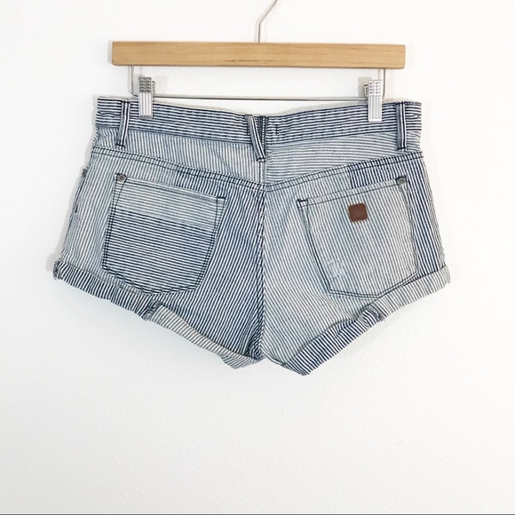 Roxy Striped Jean Patch Distressed Shorts - Picture 6 of 9